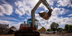 Earthmovers and excavators on a large groundworks project